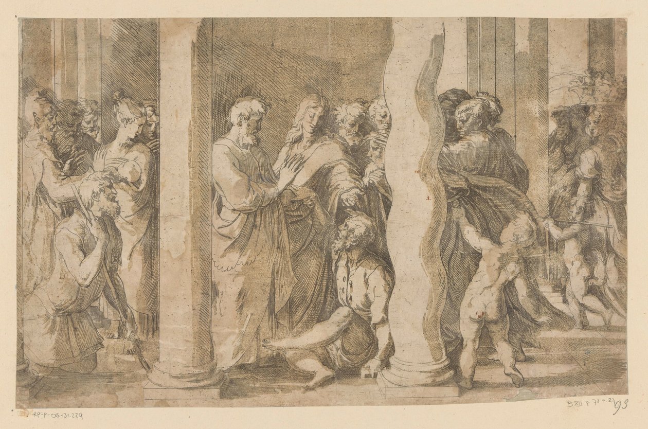 Pyhät Pietari ja Johannes parantavat halvaantuneen tekijältä Parmigianino (attributed to)