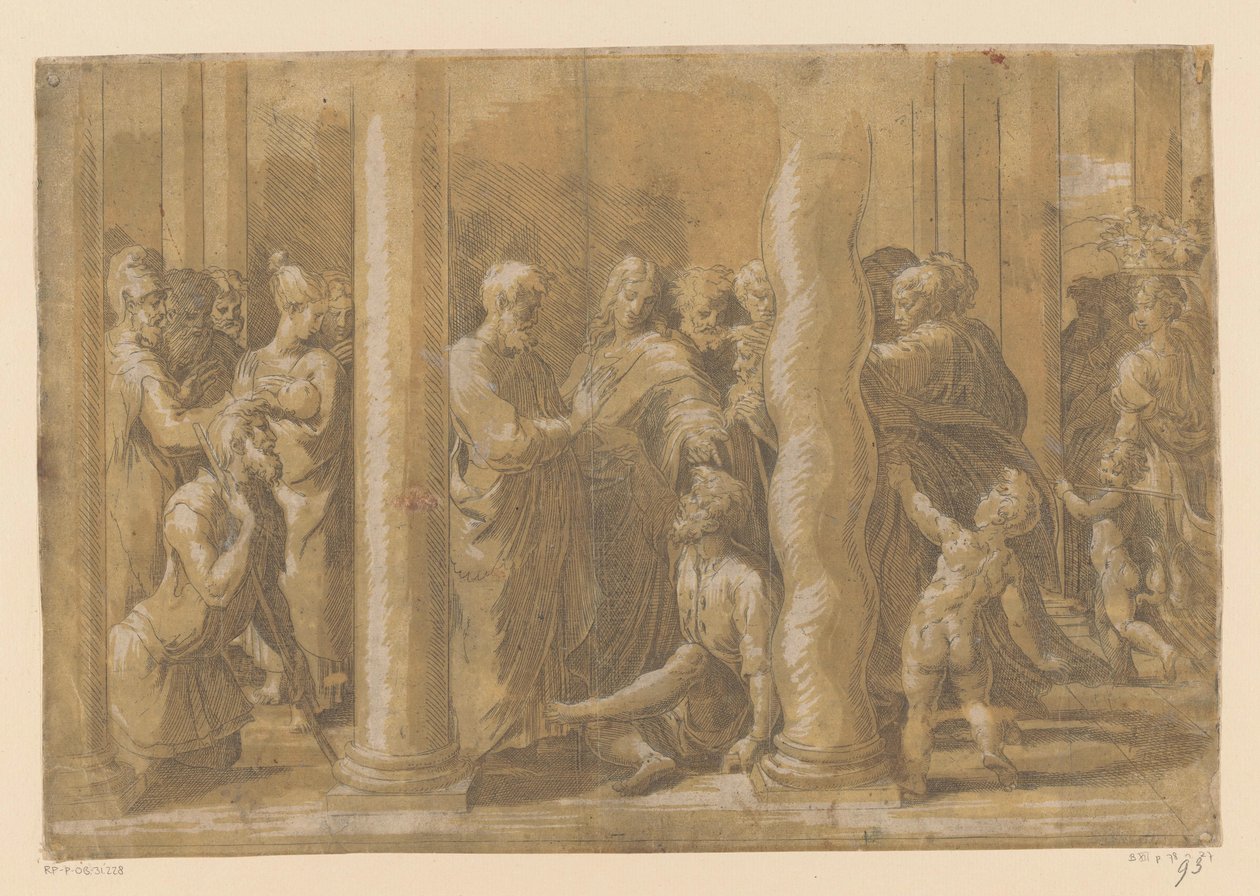 Pyhät Pietari ja Johannes parantavat halvaantuneen tekijältä Parmigianino (attributed to)