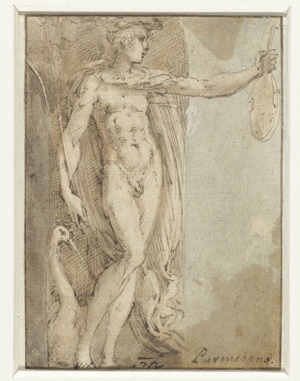 Mercury seisoo nichessä viulun ja iibin kanssa tekijältä Parmigianino