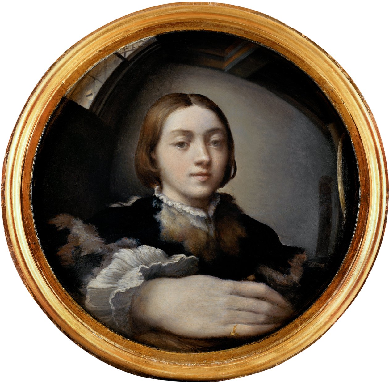Omakuva kuperassa peilissä, n. 1524 tekijältä Parmigianino