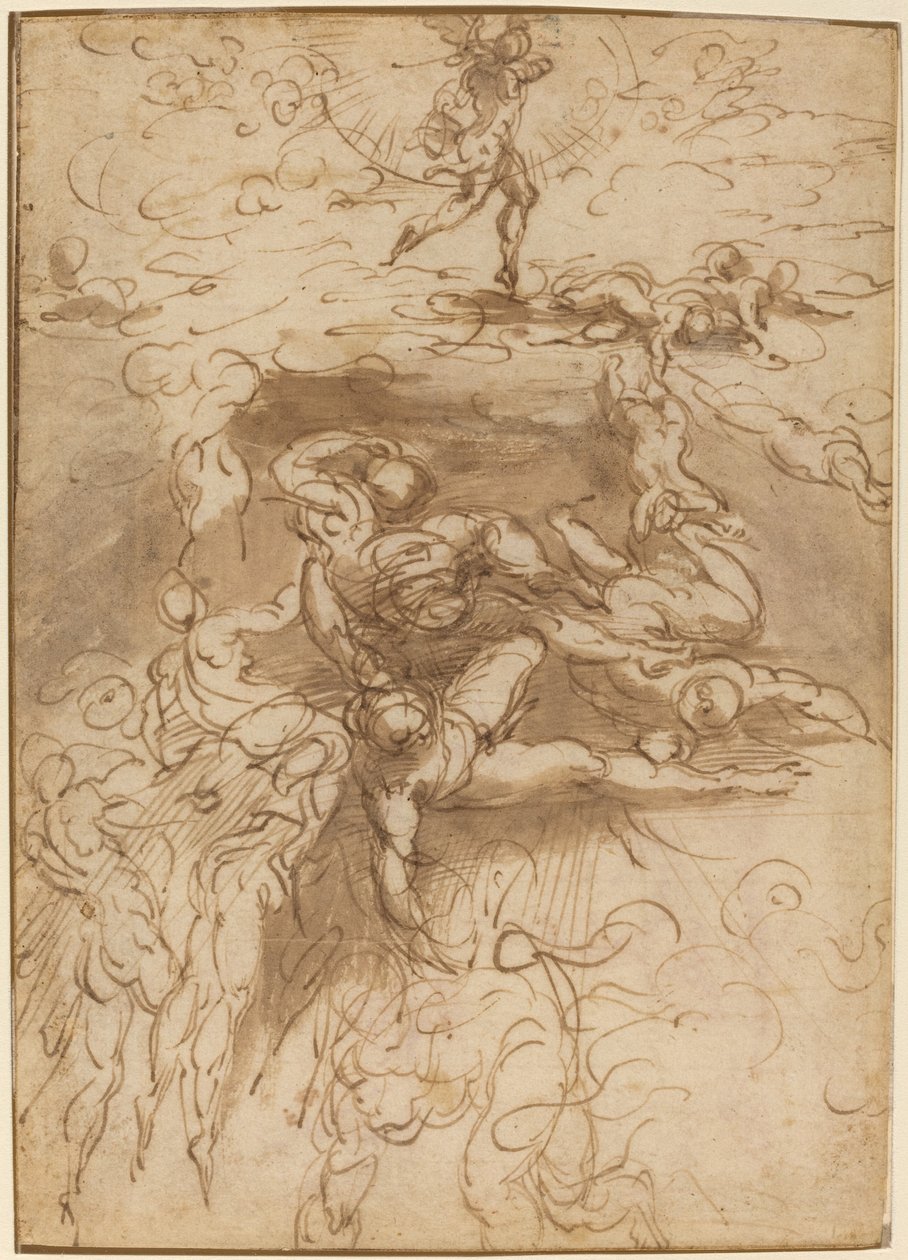 The Fall of the Rebel Angels [recto] tekijältä Parmigianino