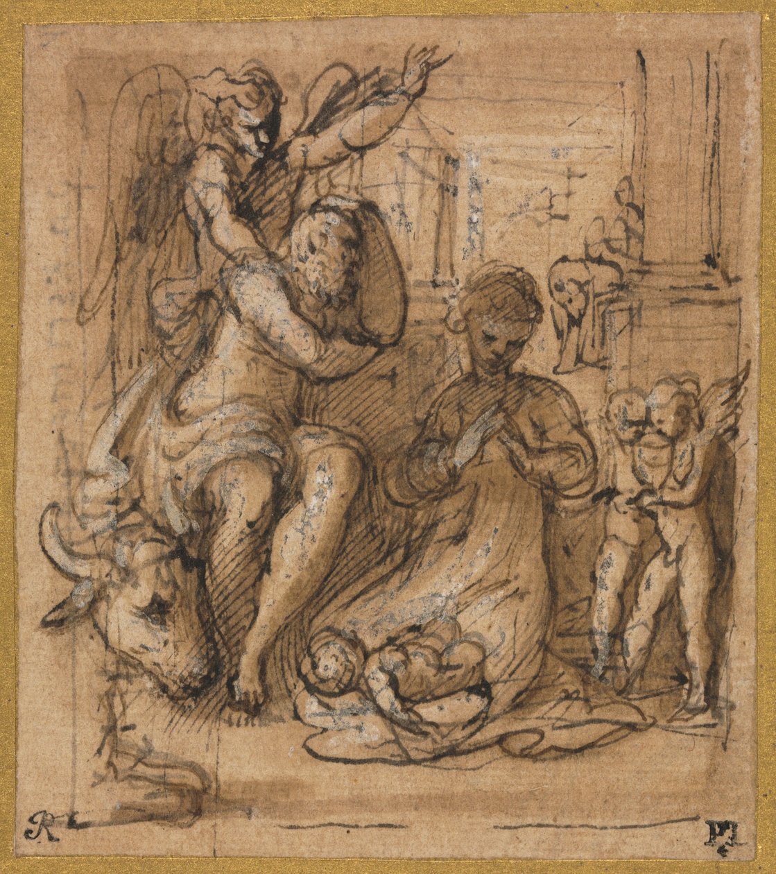 Syntymä Joosefin unen kanssa, n. 152730. tekijältä Parmigianino
