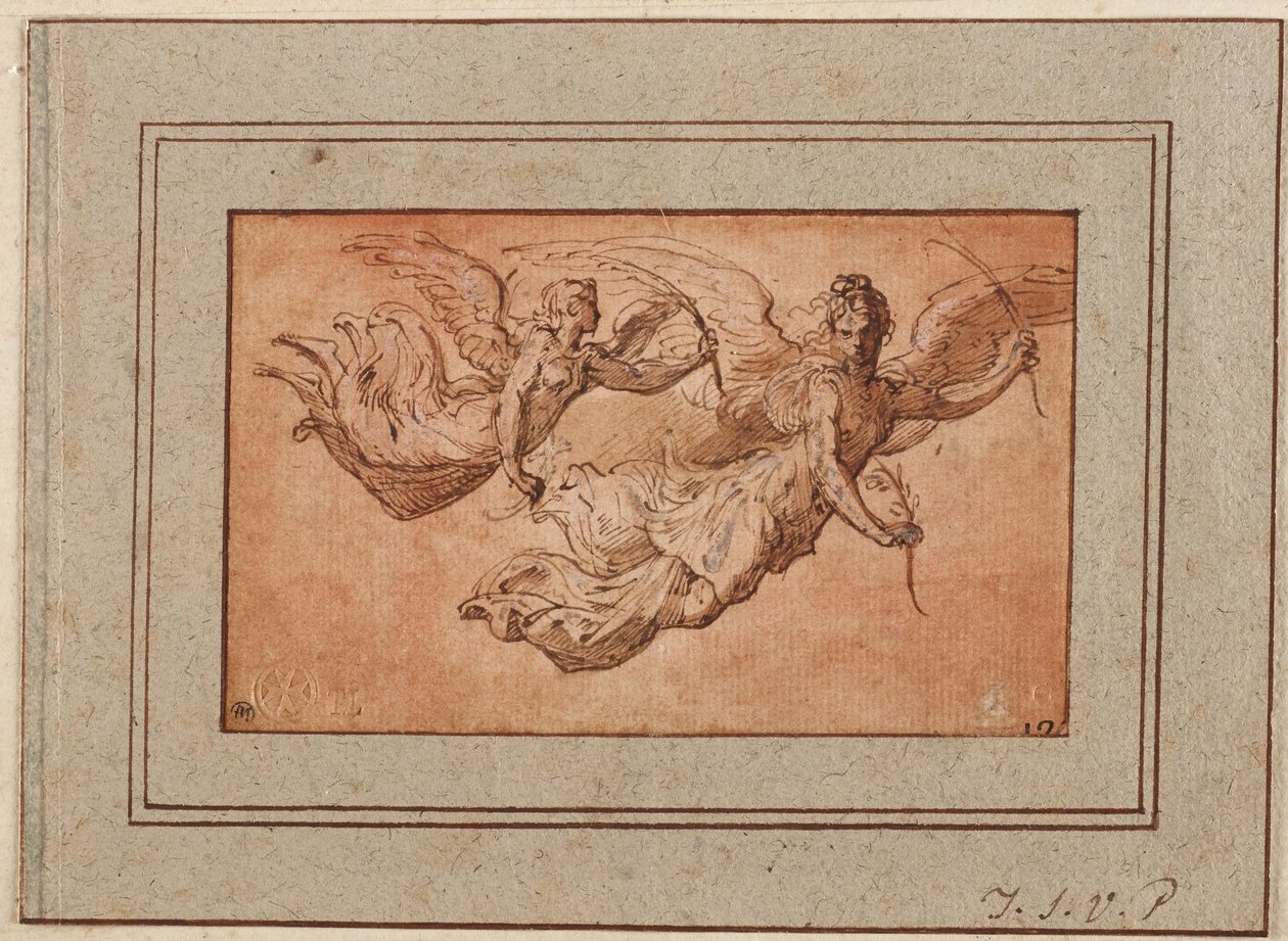 Zwei Studien für die Figur des Sieges tekijältä Parmigianino