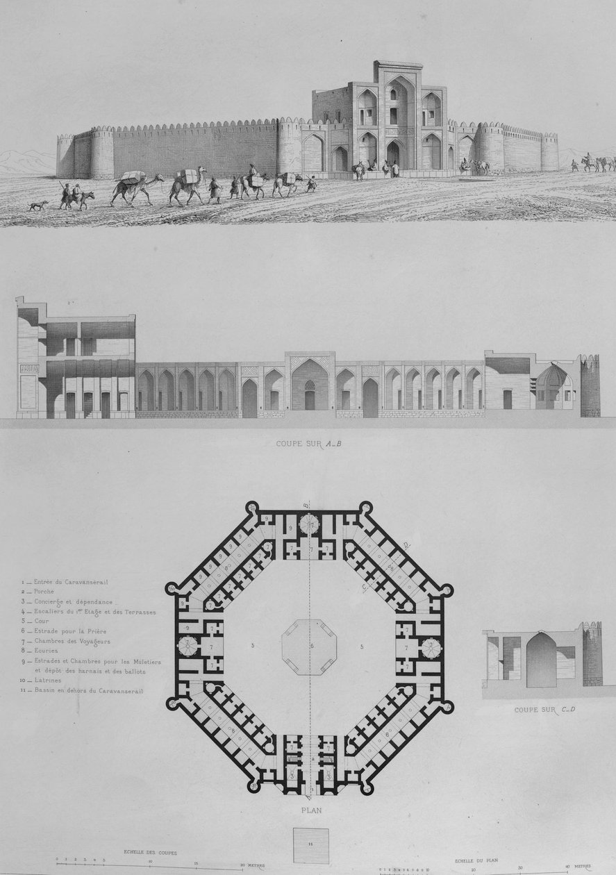 Amin Abad caravanserai by Pascal Coste tekijältä Pascal Coste