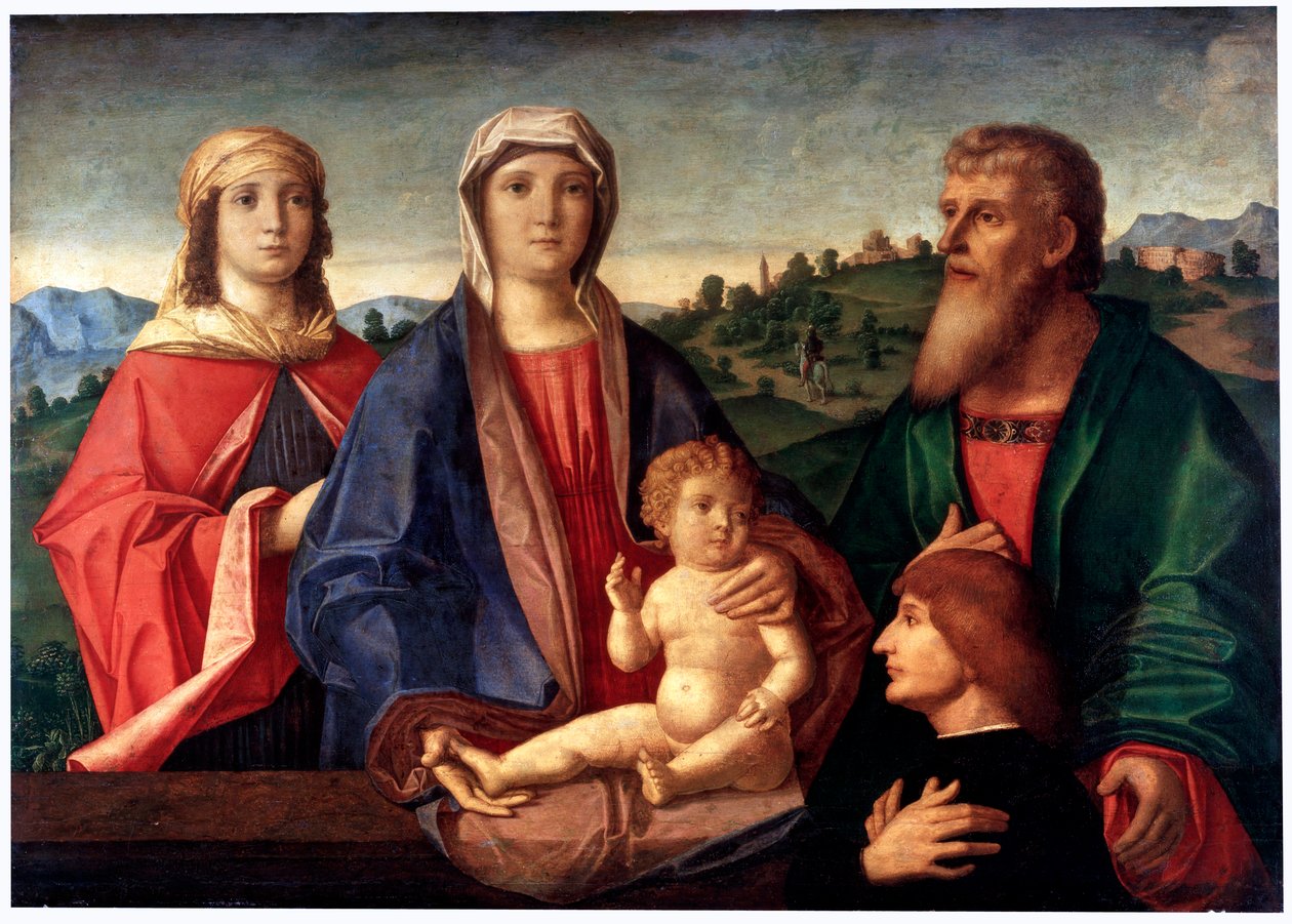 "Madonna ja lapsi pyhien ja lahjoittajan kanssa", c1504 tekijältä Pasqualino Veneto