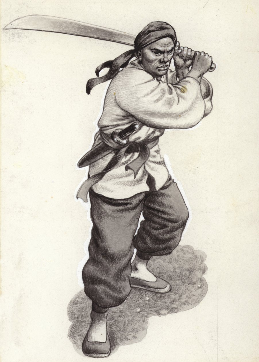 Kiinalainen nyrkkeilijäsoturi (guassi paperille) tekijältä Pat (1907 95) Nicolle