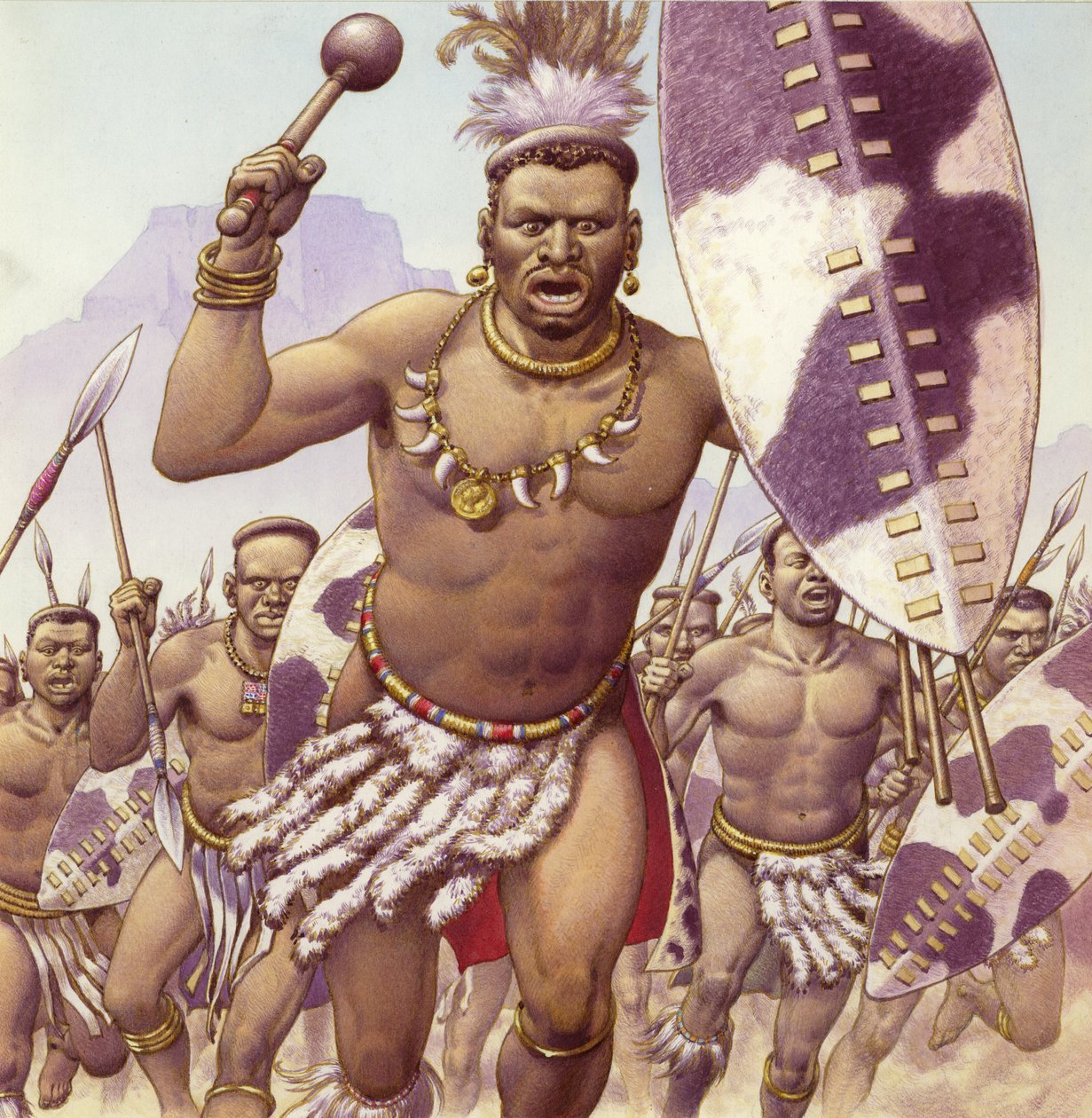 Zulusoturi (guassia paperille) tekijältä Pat (1907 95) Nicolle