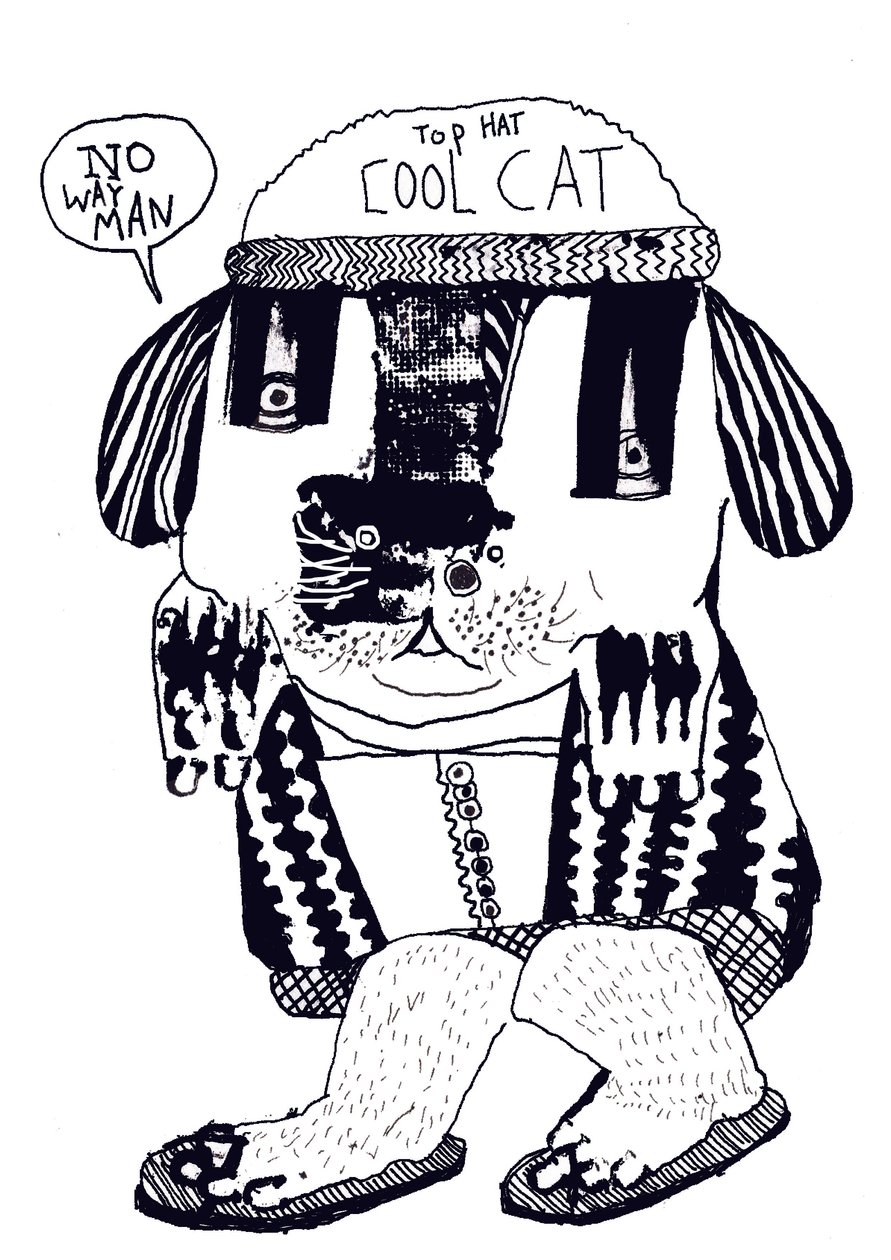 Cool Cat, 2014 (muste ja öljy) tekijältä Pat Macdonald