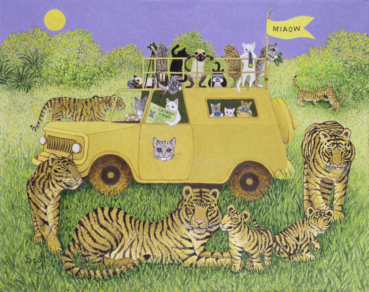 Cat Safari (öljy kankaalle) tekijältä Pat Scott