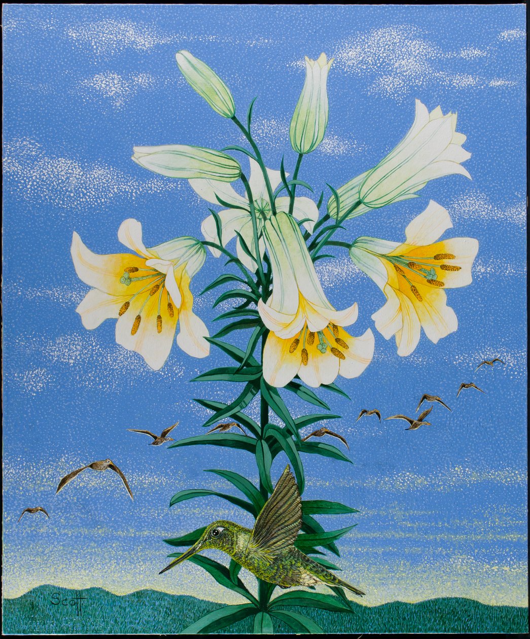 Early Birds, 2011 (akryyli kankaalle) tekijältä Pat Scott