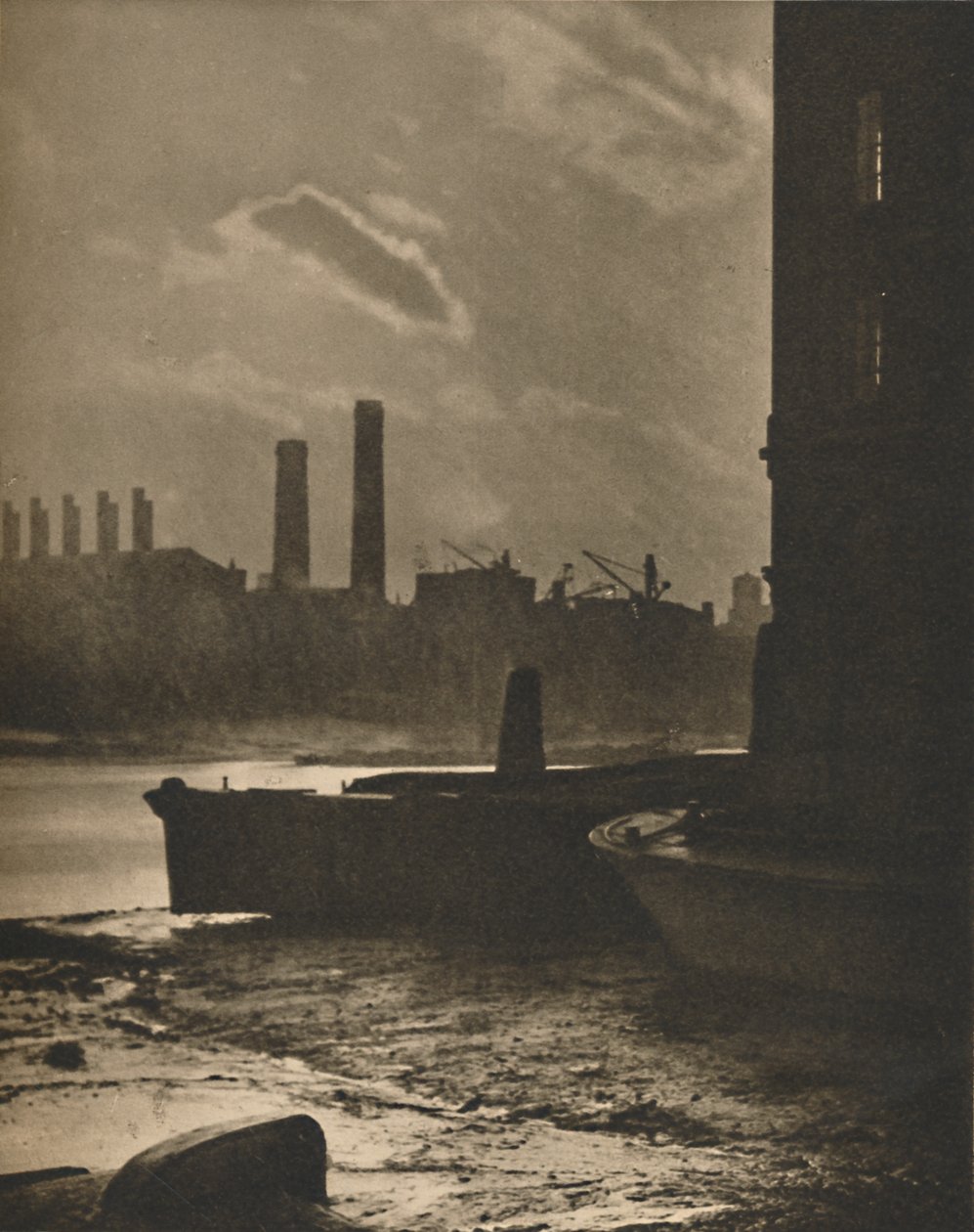 Old Queenhithe, aikoinaan Lontoon sataman päätelakka, vuodelta 1935. tekijältä Paterson