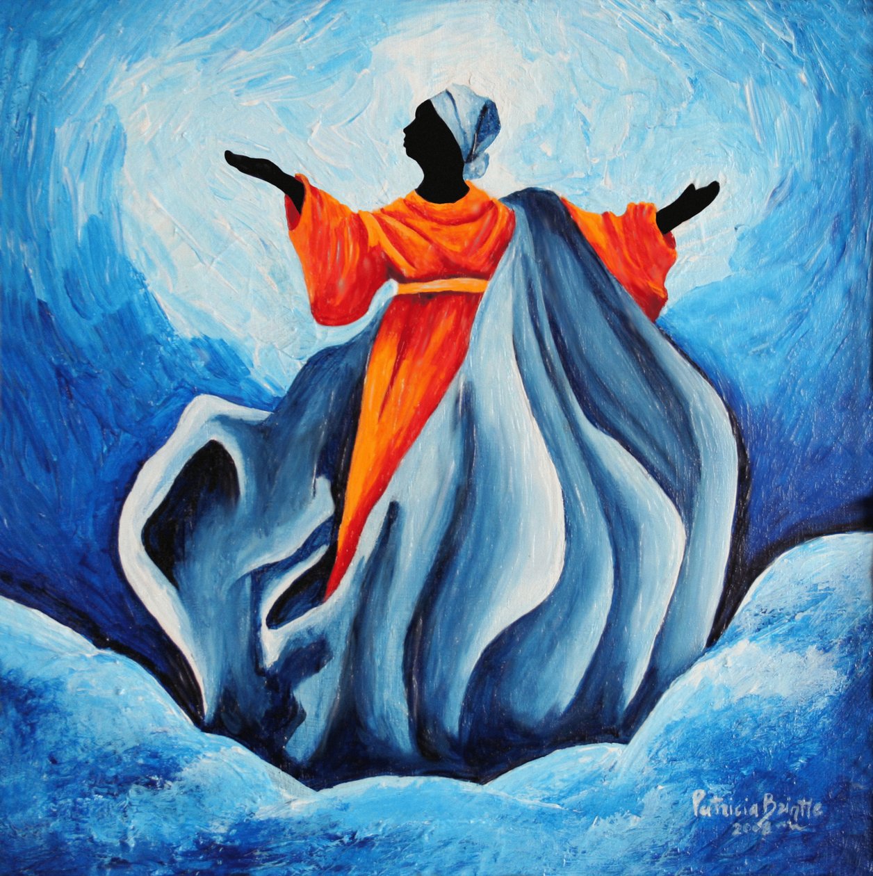Madonna Assumption - kaikkein pyhin, 2008 (akryyli puulle) tekijältä Patricia Brintle
