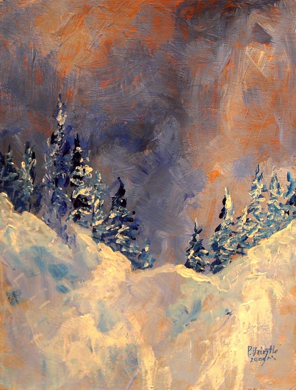 Mist on the Snow Peak, 2009, (akryyli puulle) tekijältä Patricia Brintle