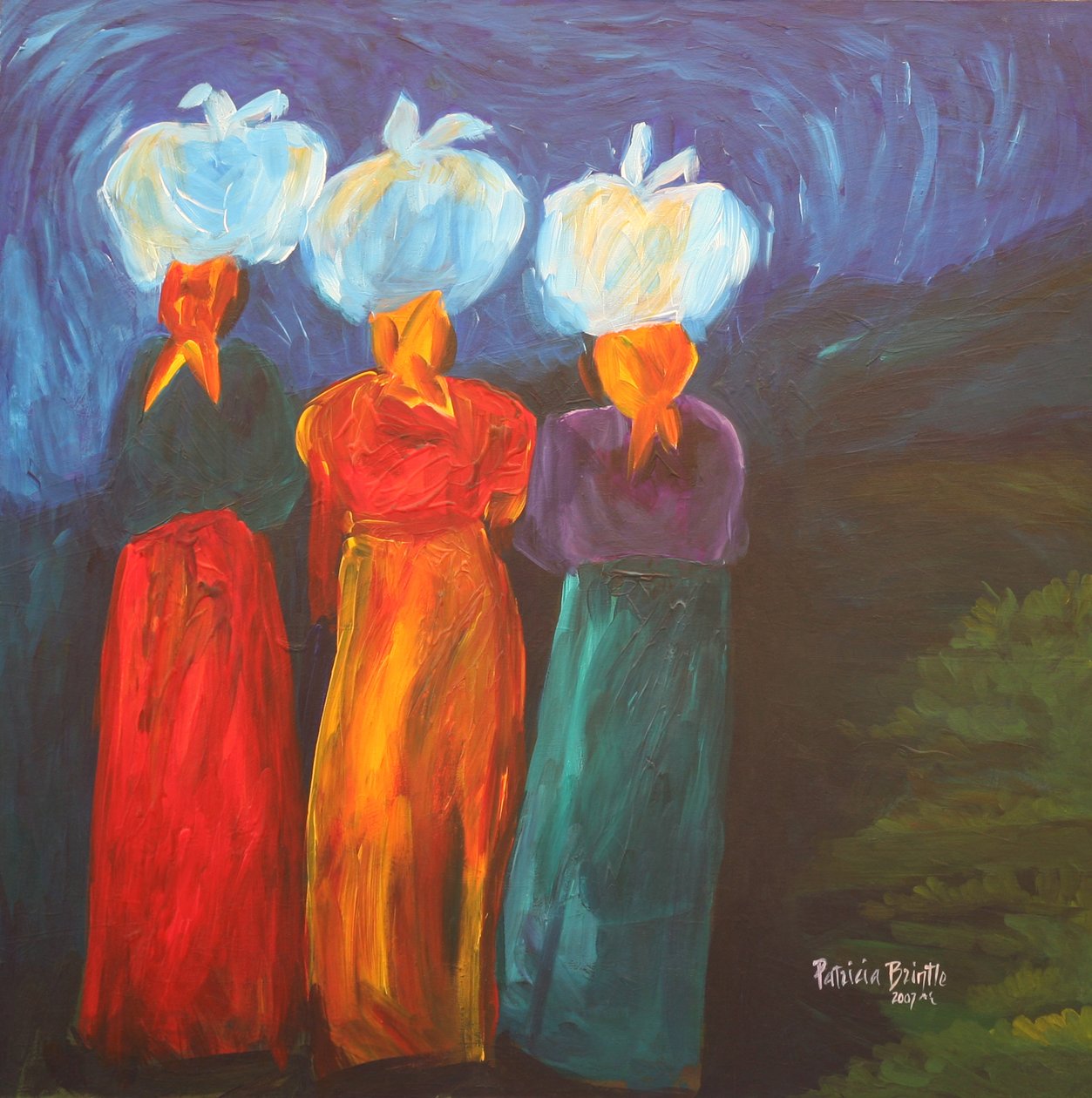 Three Sisters, 2007 (akryyli kankaalle) tekijältä Patricia Brintle