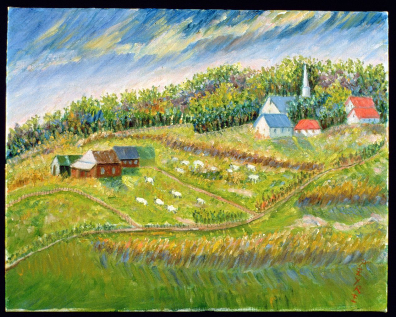 Lammastila, Les Eboulement (öljy belgialaiselle pellavalle) tekijältä Patricia Contemporary Artist Eyre