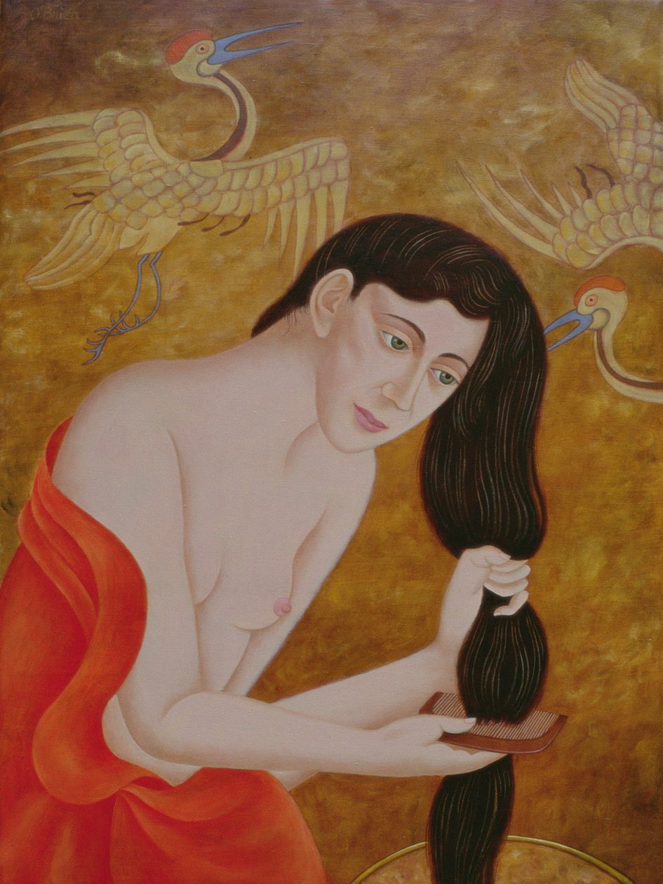 Nainen kampaa hiuksiaan, 1999 tekijältä Patricia OBrien