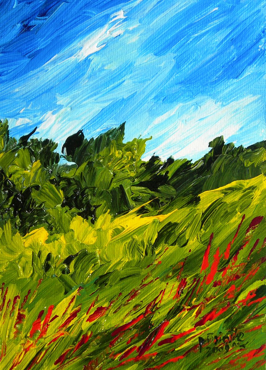 Kävely Puilborossa, 2009 (akryyli taululla) tekijältä Patricia Brintle