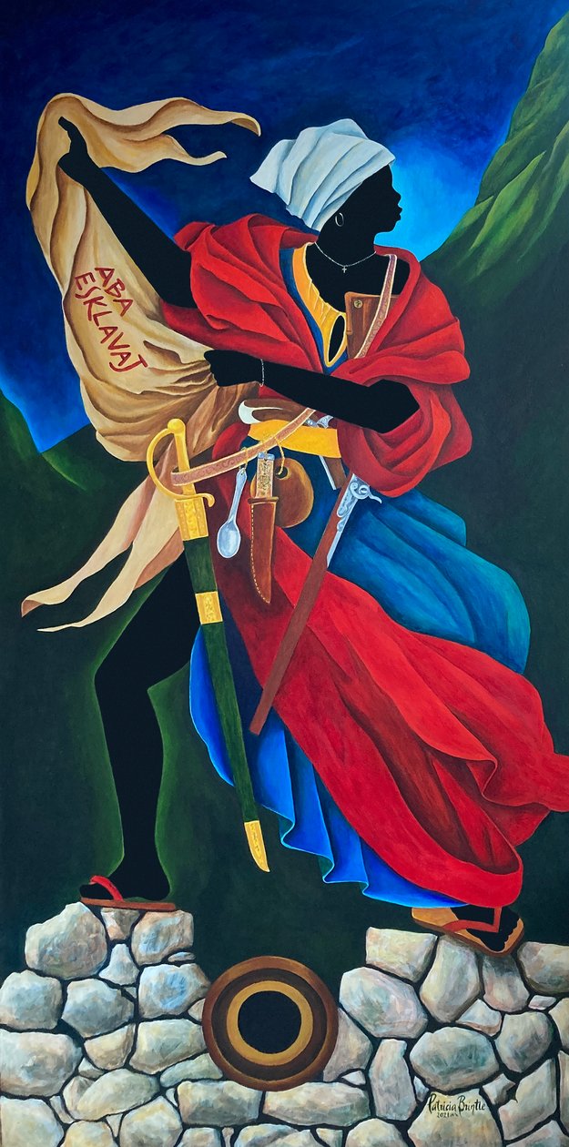 Marie Jeanne Lamartiniere linnakkeessa, 2021 (akryyli kankaalle) tekijältä Patricia Brintle