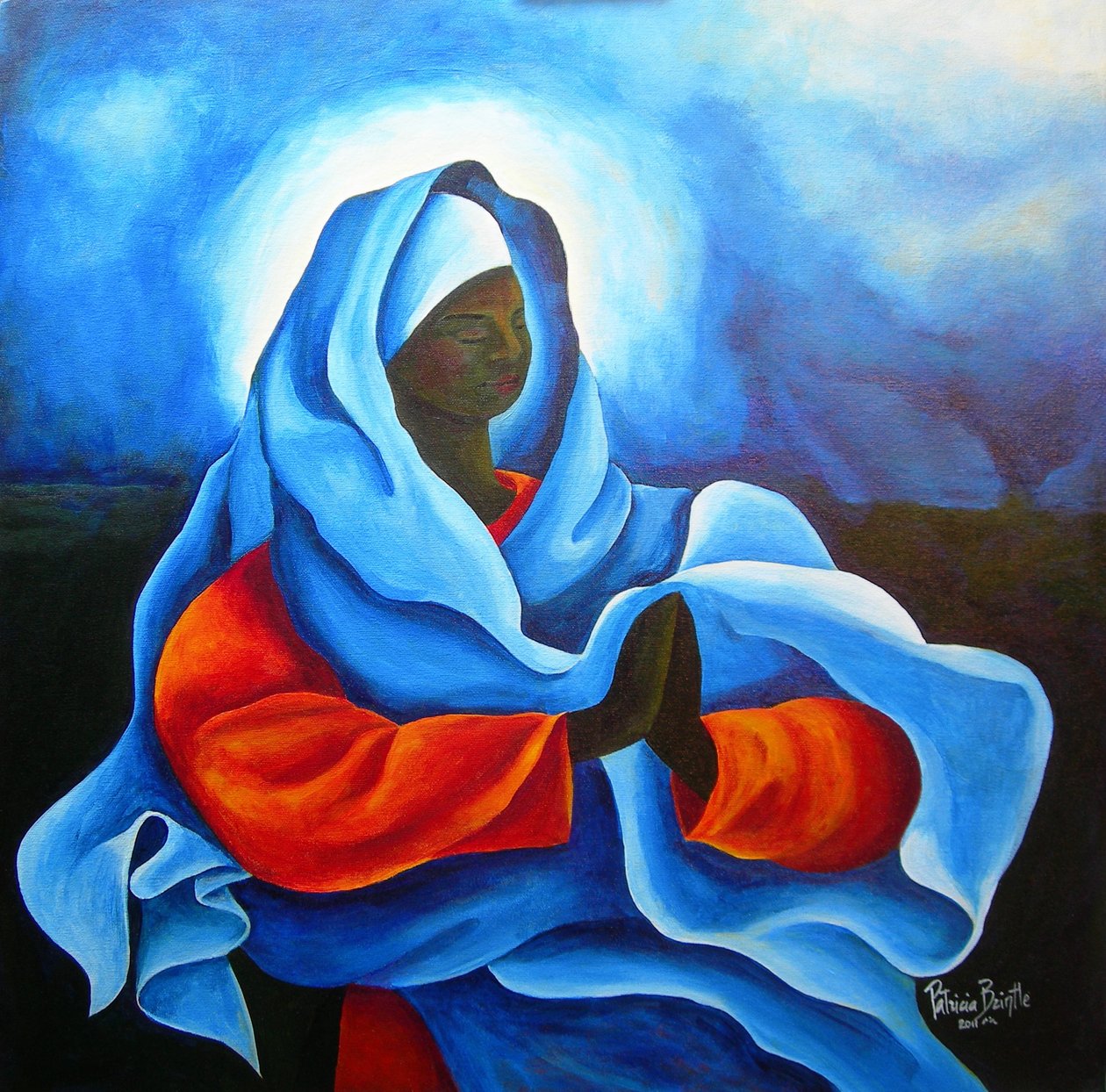 Mary in the Storm, 2011 (akryyli kankaalle) tekijältä Patricia Brintle