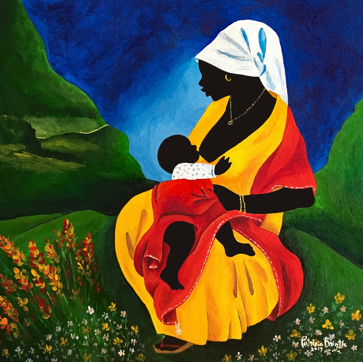 Äitiys, 2019 (akryyli puulle) tekijältä Patricia Brintle