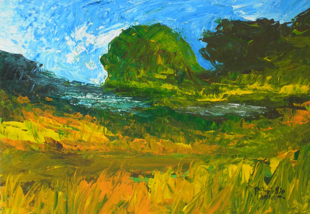 Riviere de Bainet, 2010 (akryyli puulle) tekijältä Patricia Brintle