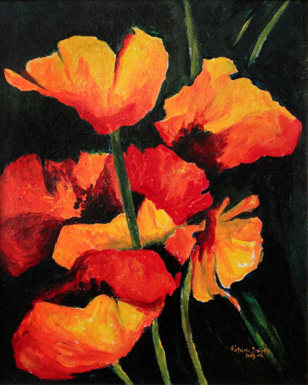 Spirited Poppies, 2008 (akryyli kankaalle) tekijältä Patricia Brintle