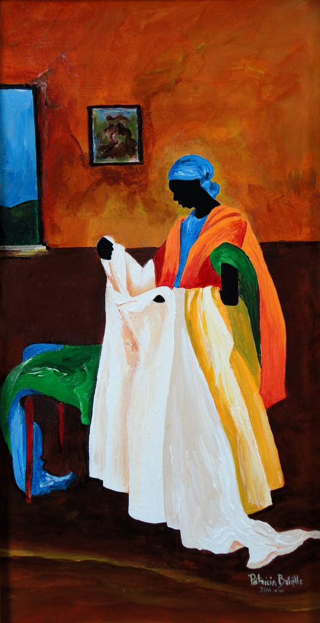 Ompelija, 2011 (akryyli puulle) tekijältä Patricia Brintle