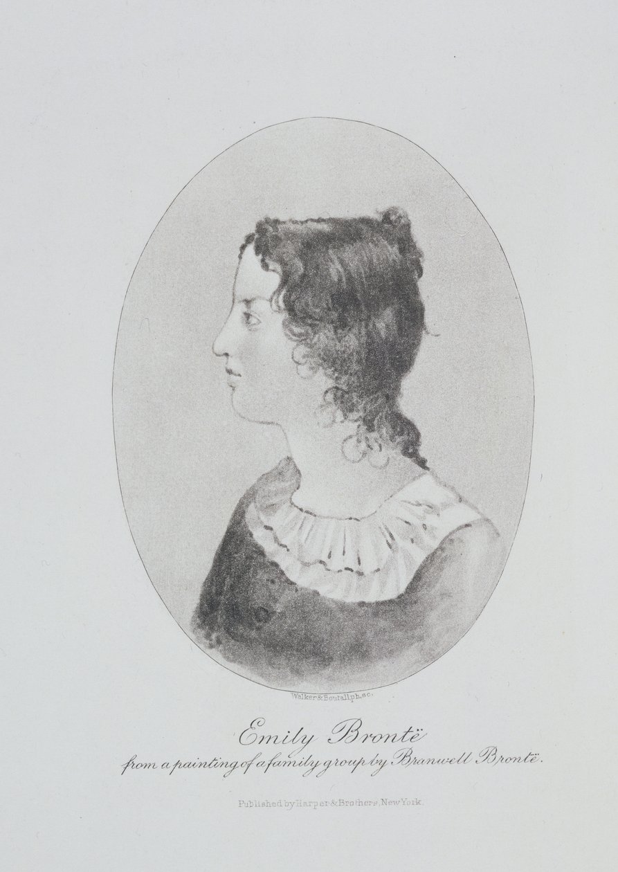 Walkerin ja Boutallin kaivertama Emily Bronten (1818-48) muotokuva tekijältä Patrick Branwell Bronte