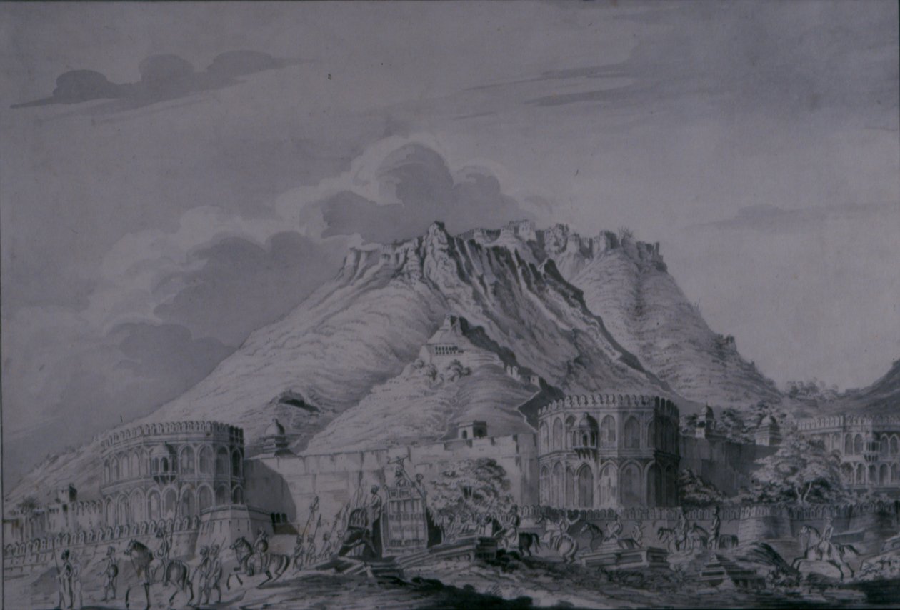Linnoitus ja Ajmeren kaupunki, 1820 (lyijykynä ja pesu paperille) tekijältä Patrick Waugh
