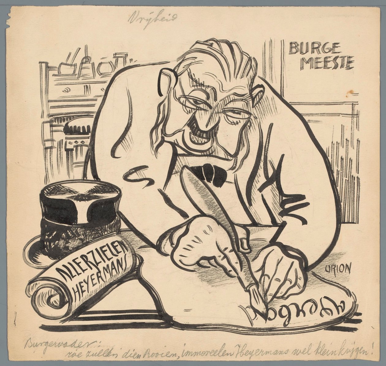 Pormestari kielsi Heijermansin sielunpäivän Vapaus (nimi esineessä) tekijältä Patricq Kroon (signed by artist)