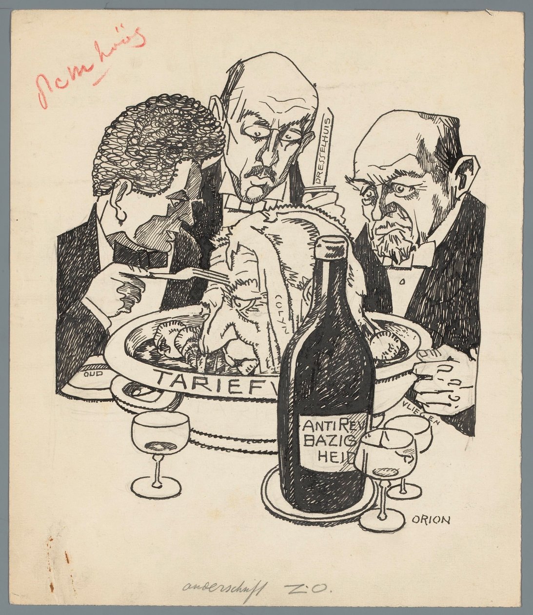 Colijn ja tariffilaki Vasikan pää (otsikko esineessä) tekijältä Patricq Kroon (signed by artist)