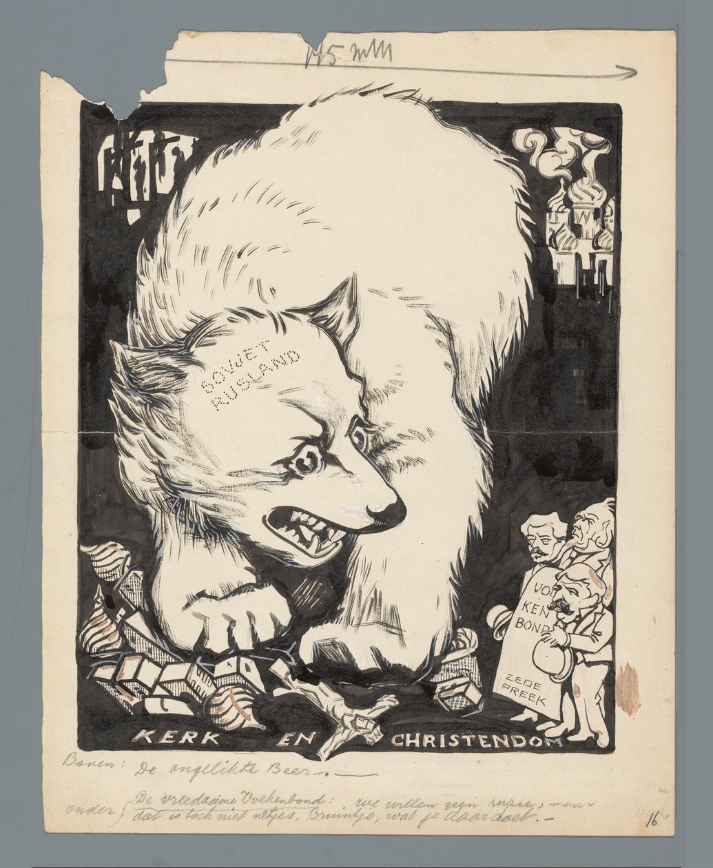 Venäjän karhu tuhoaa kirkot The Unlicked Bear (otsikko esineessä) tekijältä Patricq Kroon