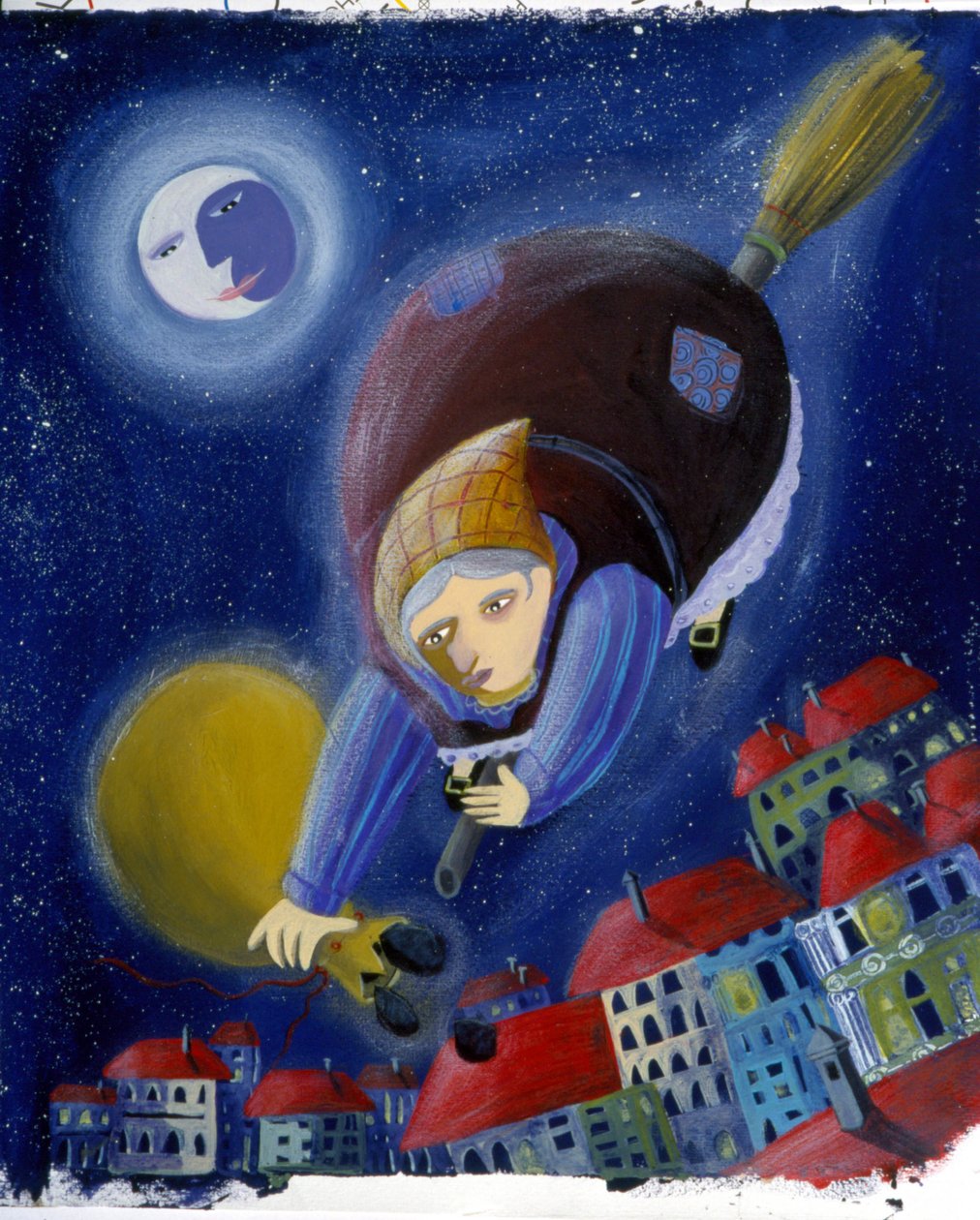 "Befana" luudallaan - Patrizia La Portan kuvitus. tekijältä Patrizia La Porta