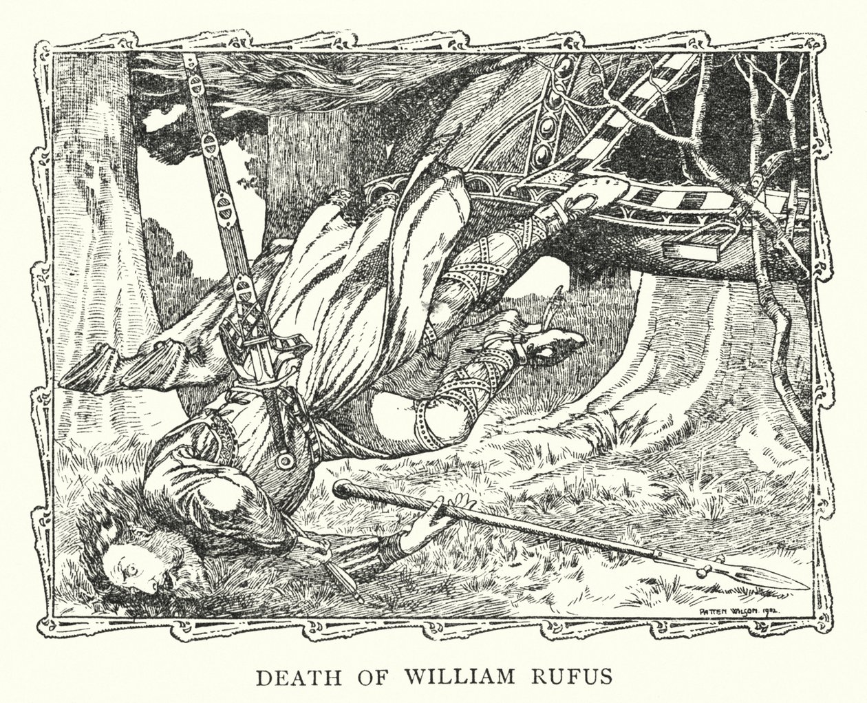 William Rufuksen kuolema (litografia) tekijältä Patten (after) Wilson