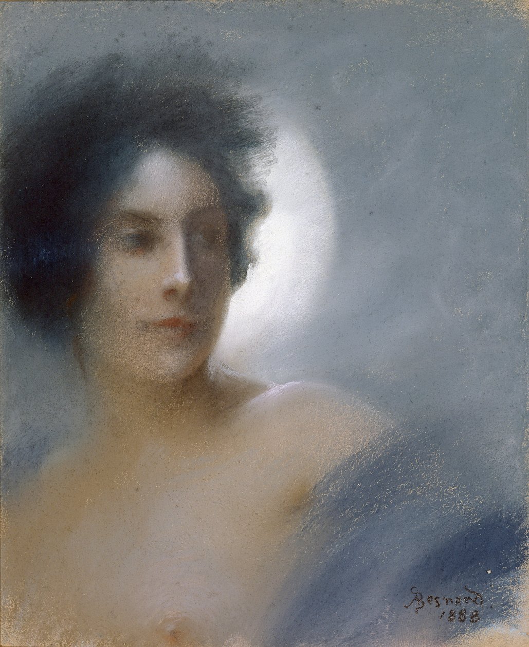 Nainen puolikuun kanssa tai Pimennys, 1888 (pastelli paperille) tekijältä Paul Albert Besnard