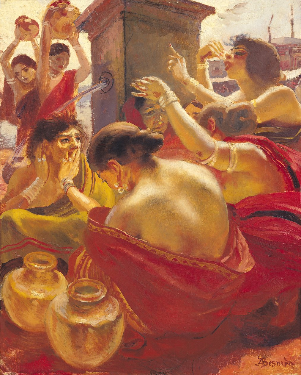 Maduran naiset suihkulähteen äärellä tekijältä Paul Albert Besnard
