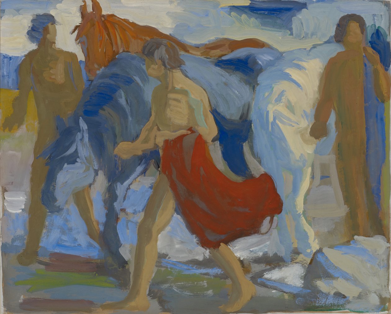 Nuoret miehet hevosten kanssa, n. 1913-1915 tekijältä Paul Altherr