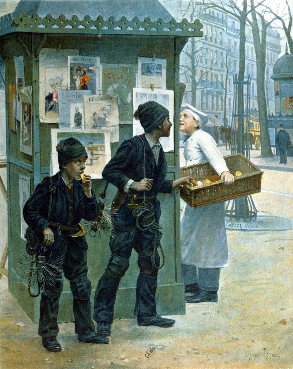 Nuohoajat varastavat leipää, 1897 tekijältä Paul Charles Chocarne Moreau