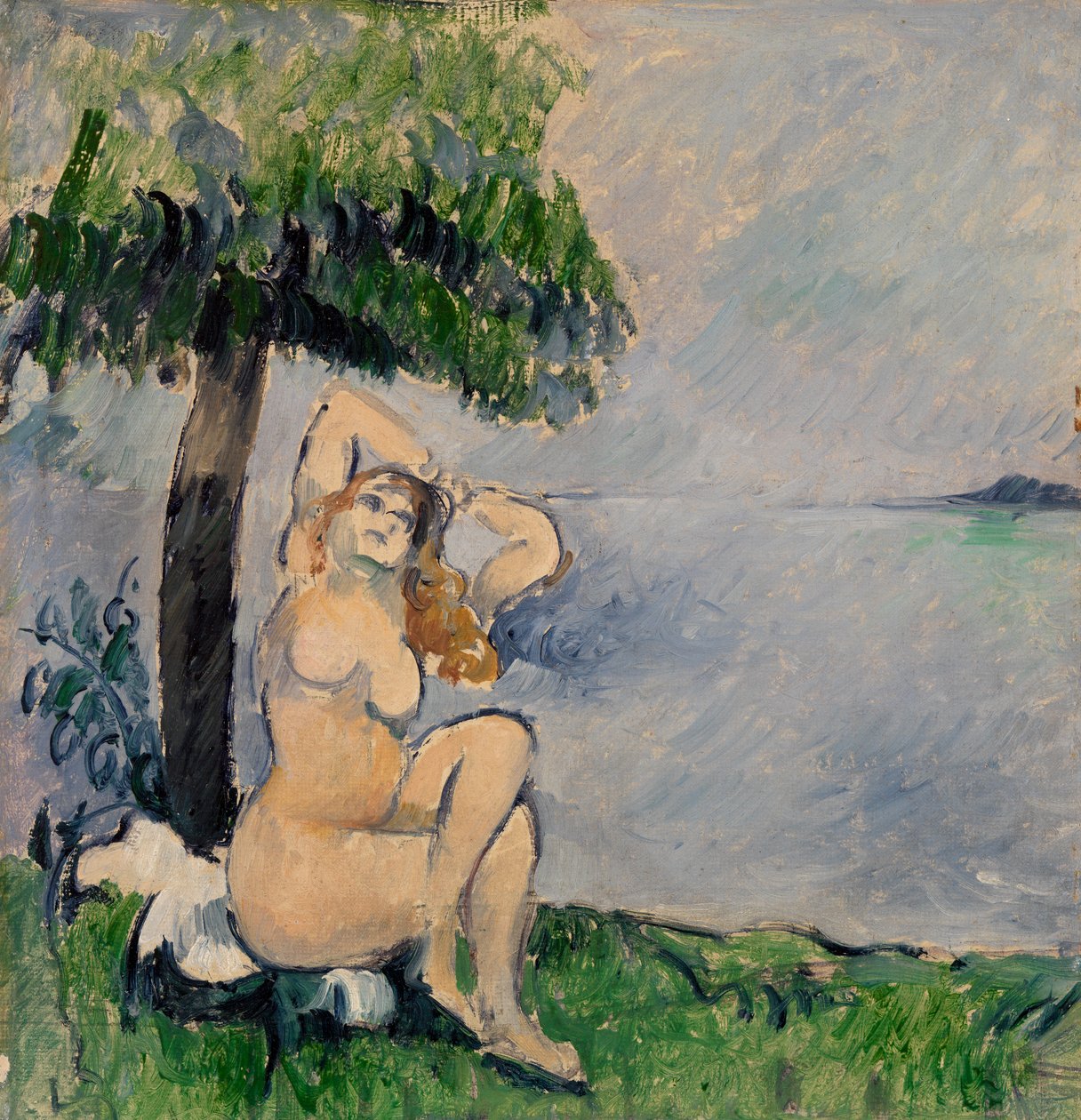 Uimaranta meren rannalla, n. 1875 tekijältä Paul Cézanne