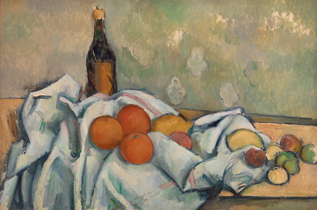 Pullo ja hedelmät, noin 1890 tekijältä Paul Cézanne