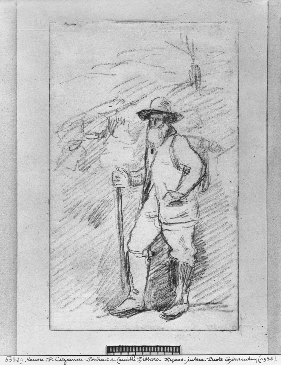 Camille Pissarro (musta lyijy paperilla) tekijältä Paul Cézanne