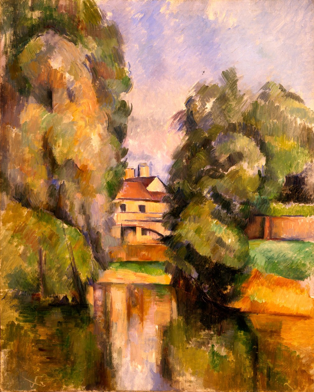 Maalaistalo joen rannalla tekijältä Paul Cézanne