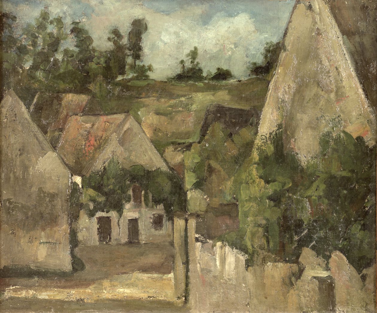 Risteys Rue Remyllä, Auversissa, n. 1872 tekijältä Paul Cézanne