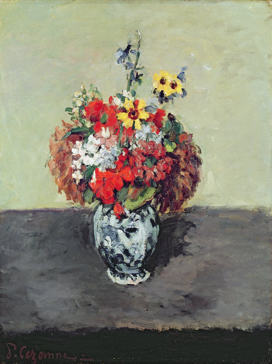 Kukkia Delftin maljakossa, n.1873-75 tekijältä Paul Cézanne
