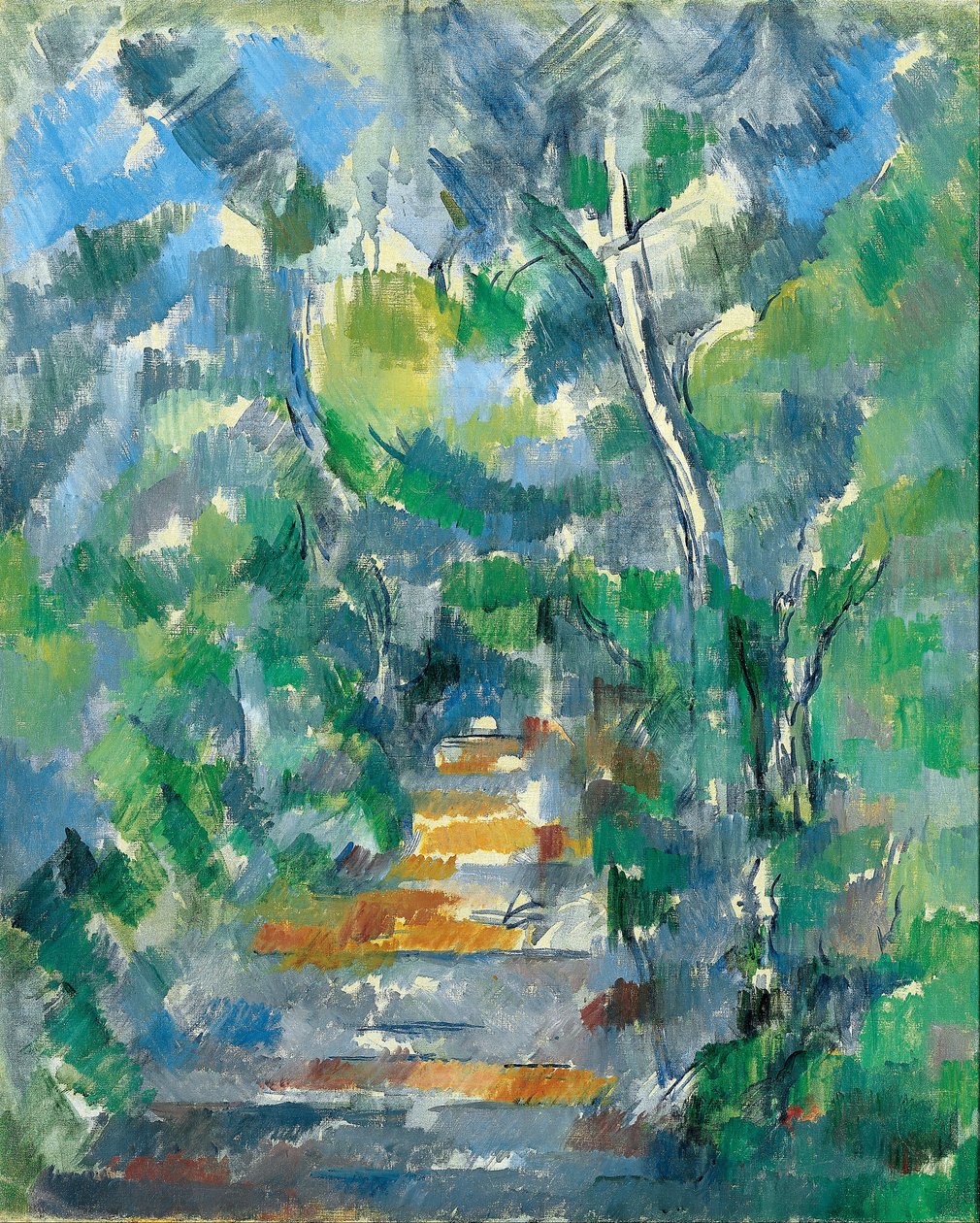 Metsäkuva (polku Mas Joliesta Château noiriin) tekijältä Paul Cézanne