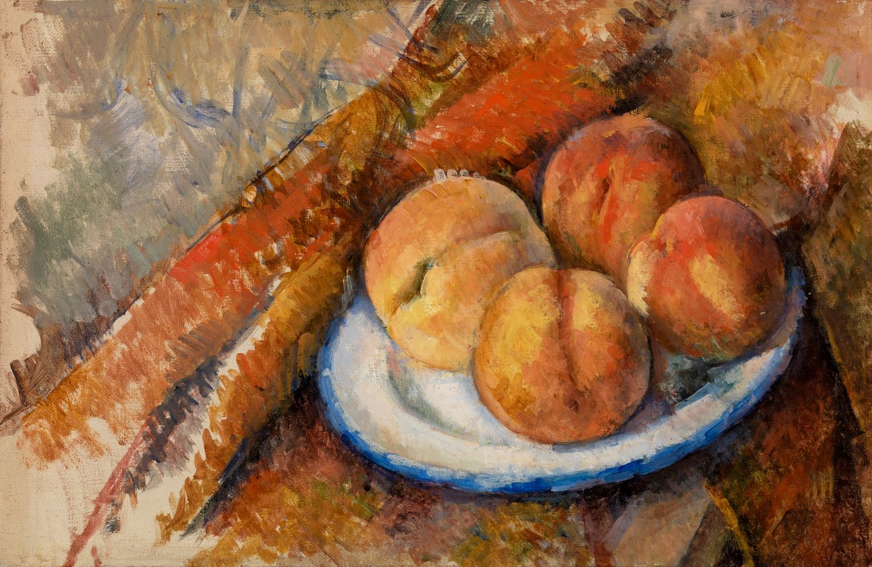 Neljä persikkaa lautasella, 1890-94 tekijältä Paul Cézanne