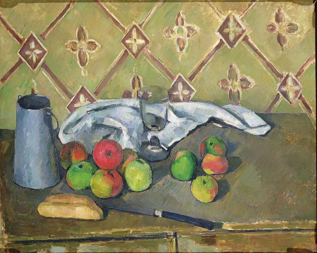 Hedelmä, Serviette ja Milk Kannu, n. 1879-82 tekijältä Paul Cézanne