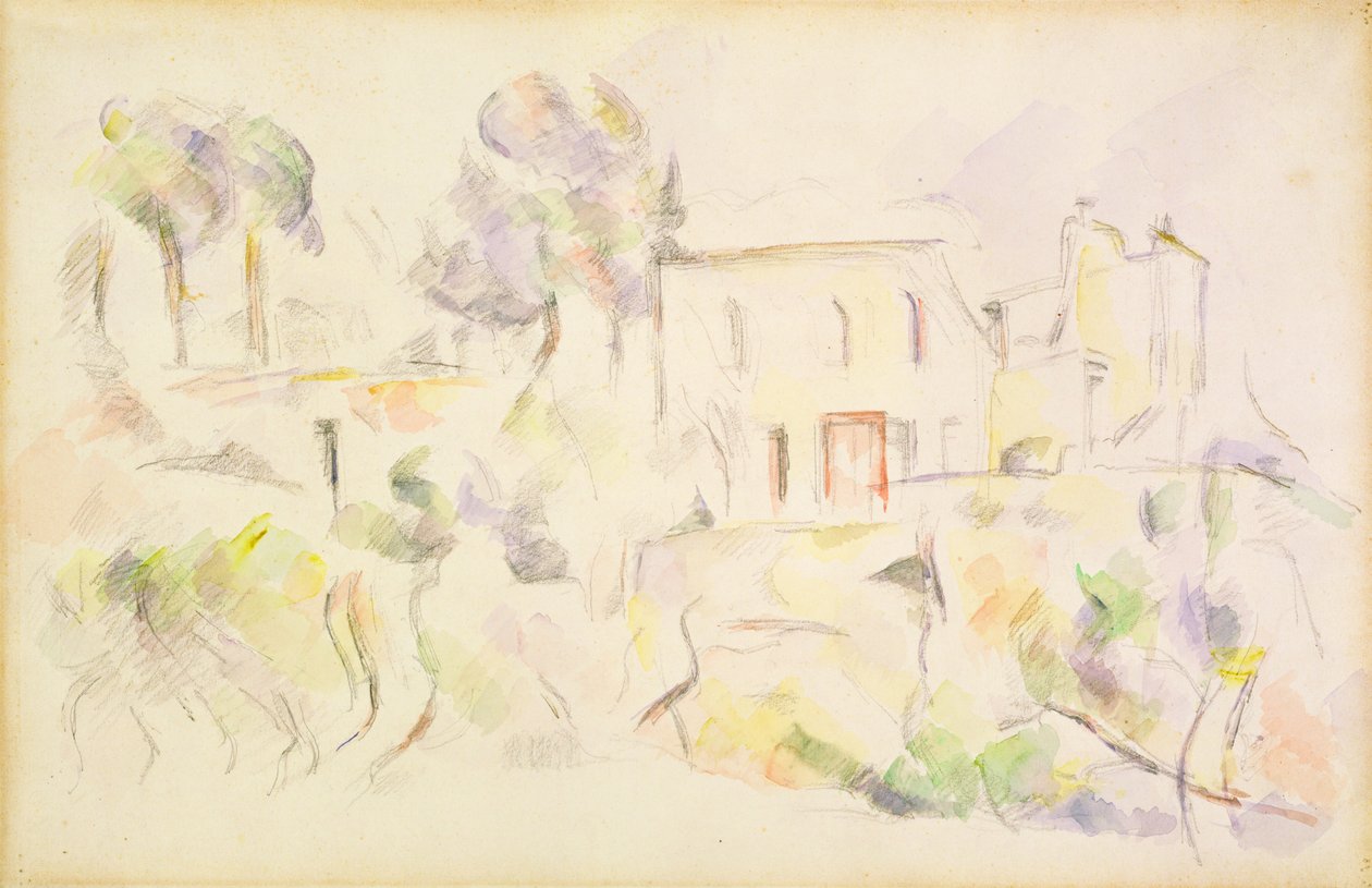 Taloryhmä, 1890-94 (wc paperilla) tekijältä Paul Cézanne