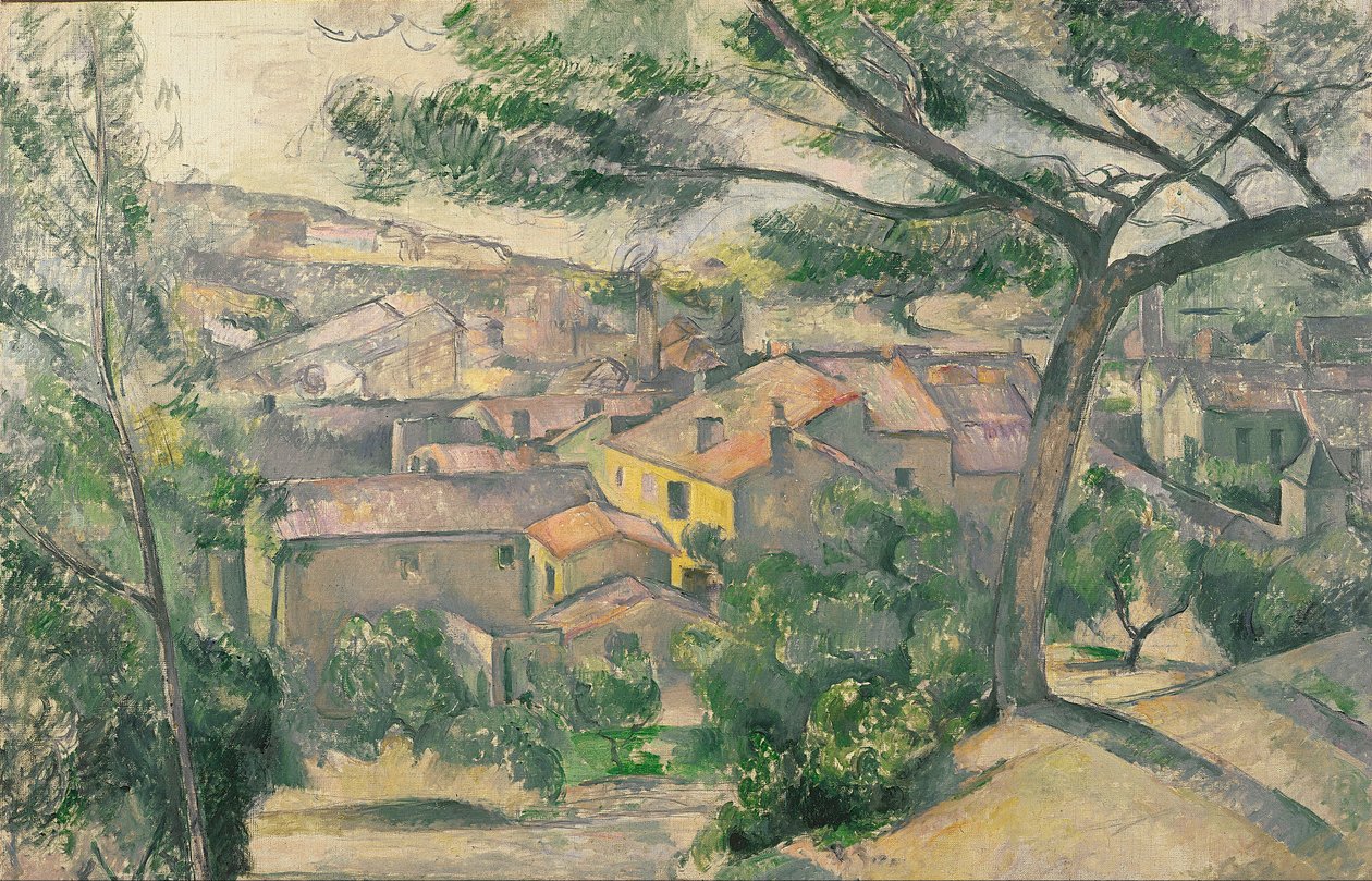 Aamunäkymä LEstaquesta auringonvaloa vastaan tekijältä Paul Cézanne