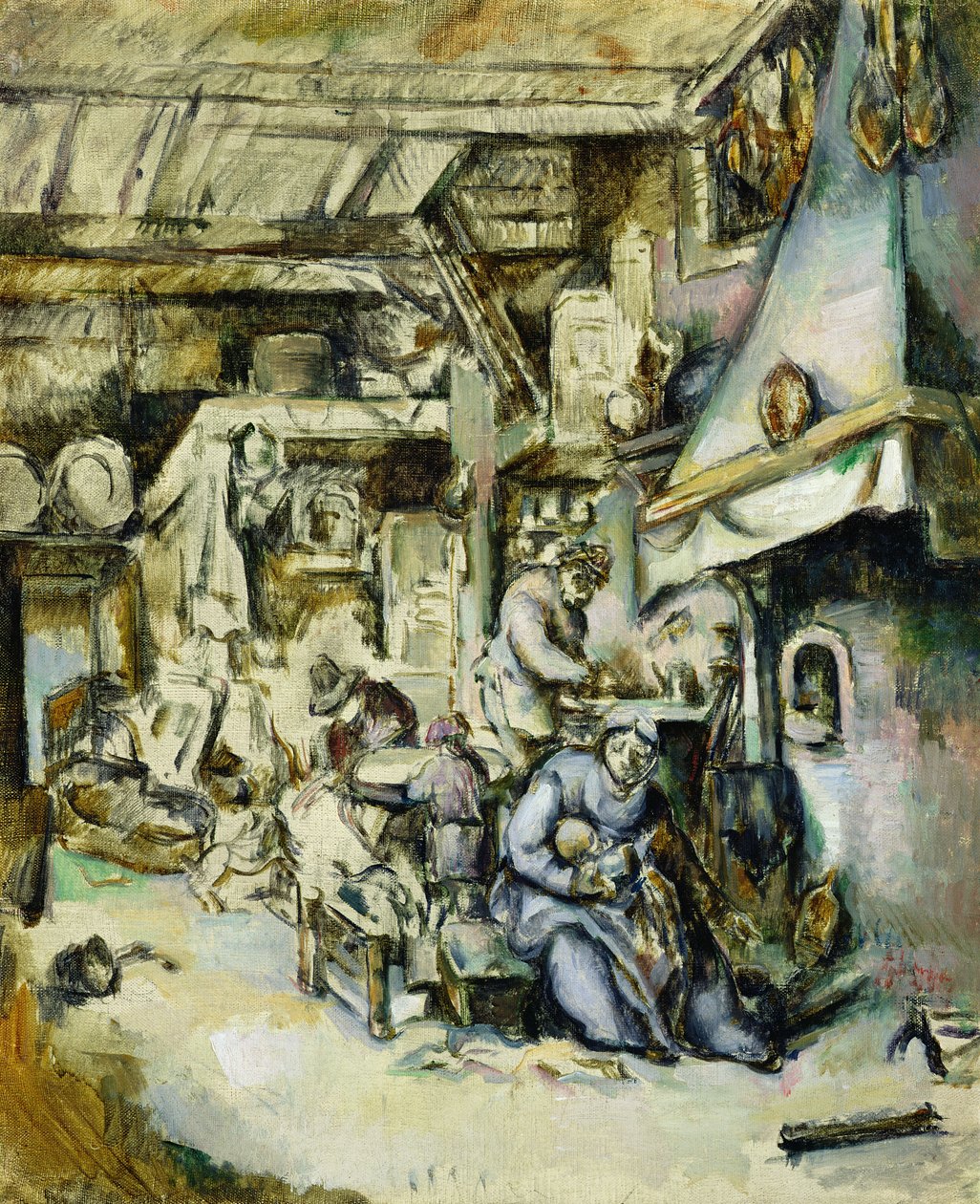Talonpoikaisperhe sisätiloissa, maalattu Adrian van Ostaden (1610-1685) etsauksen mukaan. tekijältä Paul Cézanne